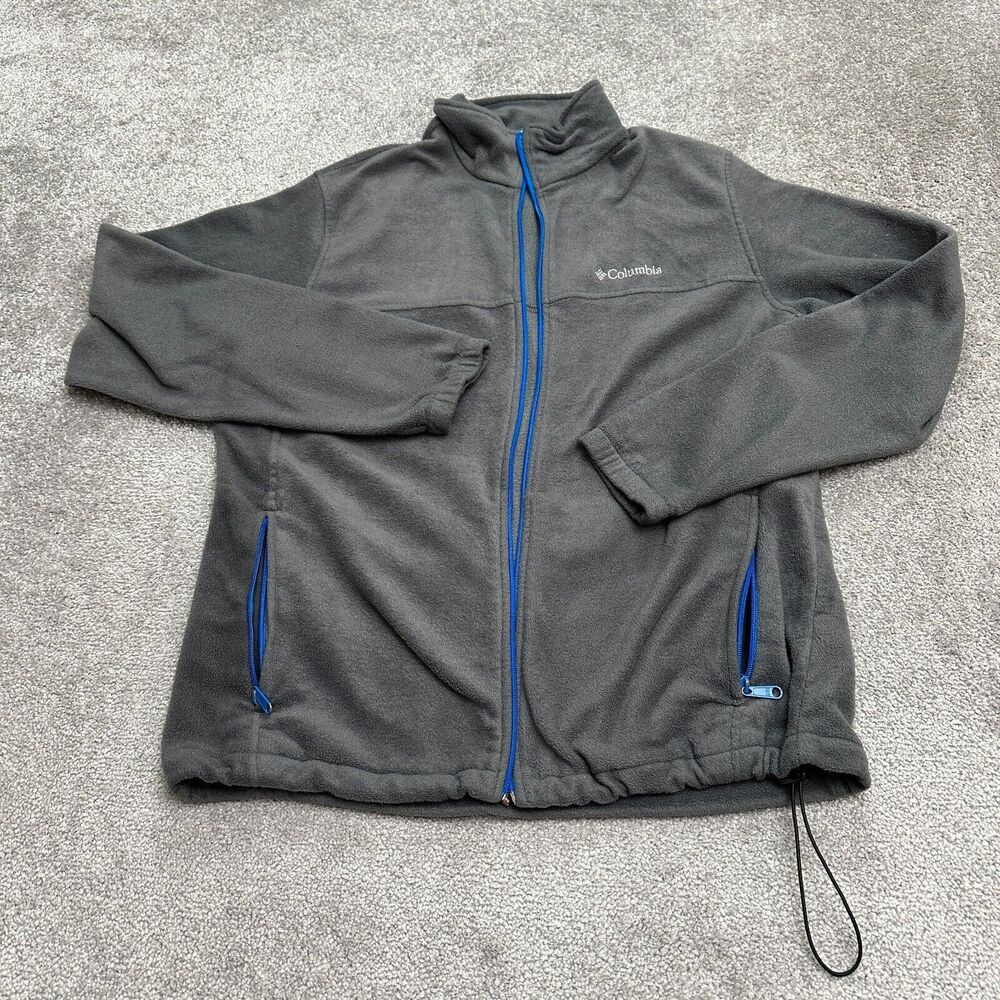 Columbia Steens Mountain Fleece Jacket Mens XL Gray Blue Full Zip Outdoor Hiking